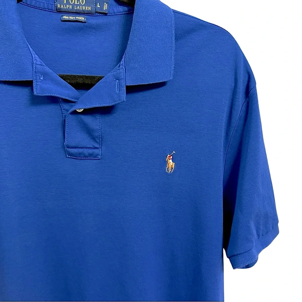 Polo Ralph Lauren Pima Soft Touch Short Sleeve Blue Polo Pony Logo Size Large